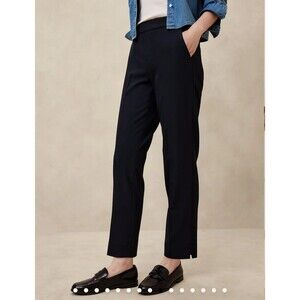New High Rise Tapered Hayden Flat Front Trouser Pants Black Office Size 4 NWT